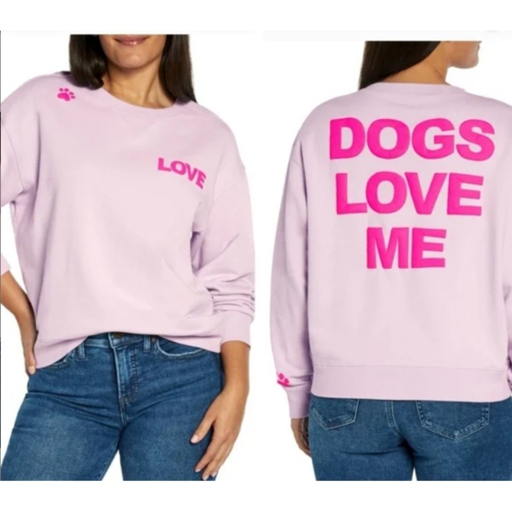 Wildfox "Dogs Love Me" Graphic Sweatshirt Size L, Women's
